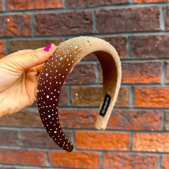 Yellow Brown Crystal Headband - Picture 1 of 9
